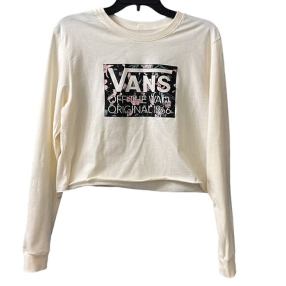 NWT Vans Off The Wall Original 1966 Cropped Long Sleeve Crewneck Graphic Tee - Picture 2 of 6